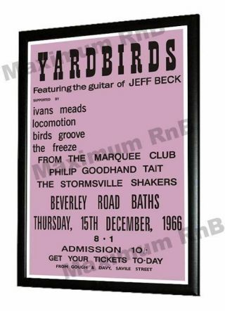 Yardbirds Jeff Beck Concert Poster Beverly Road Baths Hull 1966