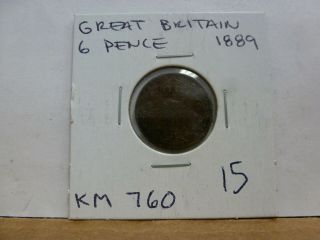 1889 Great Britain Six Pence Silver,  Victoria,  Km 760