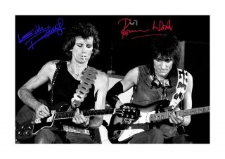 Keith Richards & Ronnie Wood A4 Signed Photograph Poster Choice Of Frame