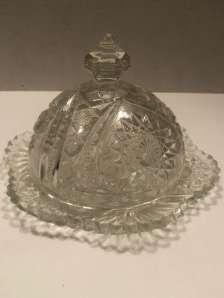 Vintage Etched Crystal Candy Dish With Dome Lid