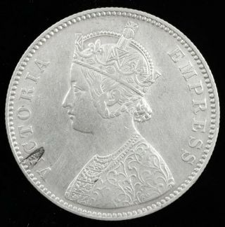 1885 British East India Company One 1 Rupee Silver Empress Victoria Coin