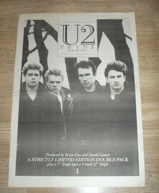 U2 - Pride (in The Name Of Love) - 1984 - Music Nme Advert Poster 15 X 11 In
