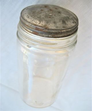 Glass Stove Top Salt Shaker With Tin Lid Circa Early 1900 