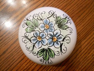 Vintage Caltagirone Pottery Italy Hand Painted Ceramic Trinket Box