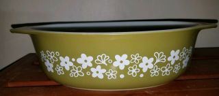 Vintage Pyrex 2.  5 Qt.  Casserole Dish,  Spring Blossom Green,  045