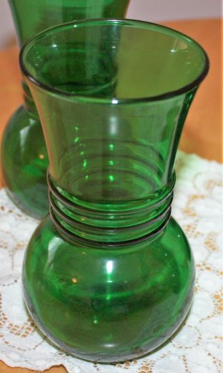 Depression Glass Vintage Dark Green Glass Bulb Vase