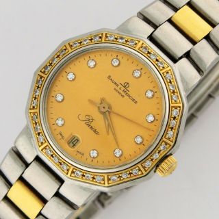 Baume Mercier Riviera Ss/18k Gold Diamond Bezel & Dial Ladies Watch 25mm