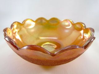 Vintage 1920s Jeannette Crackle Depression Marigold Carnival Glass Bowl 7.  5