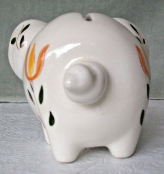Vintage Stangl pottery piggy bank - incised yellow tulips,  signed, 3