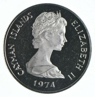 Silver - World Coin - 1974 Cayman Islands 2 Dollars - World Silver Coin 724