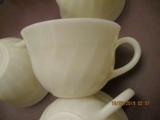 (4) Vintage Fire King White Milk Glass Swirl Cups Plain White