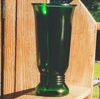 Vintage Napco 9 - 1/2” Green Glass Floral Vase 1168 Cleveland Oh