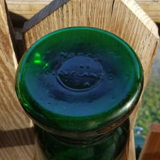 Vintage NAPCO 9 - 1/2” Green Glass Floral Vase 1168 Cleveland OH 3