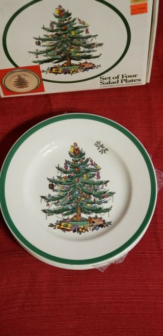 Spode Christmas Tree Set Of 4 Salad Plates S3324 - P
