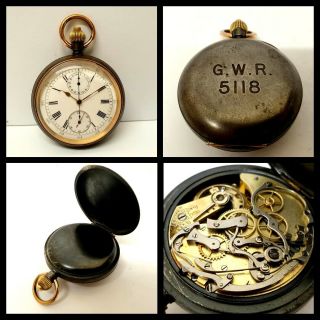 Rare Omega Great Western Railway 5118 Chronograph Pocket Watch Gwo C1880