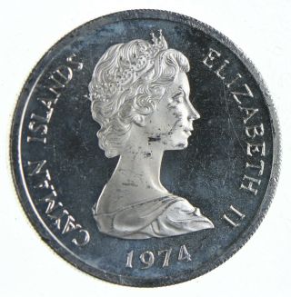 Silver - World Coin - 1974 Cayman Islands 5 Dollars - World Silver Coin 686