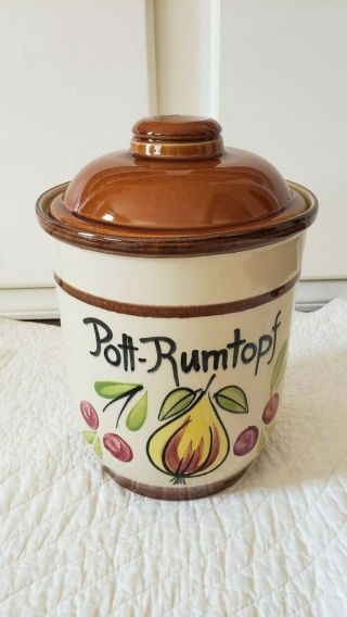 Vintage Pott - Rumtopf Pottery Jar With Lid Brown