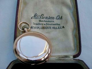 J.  W.  Benson Solid 9 Carat Gold Gentleman ' s Full Hunter Pocket Watch. 3