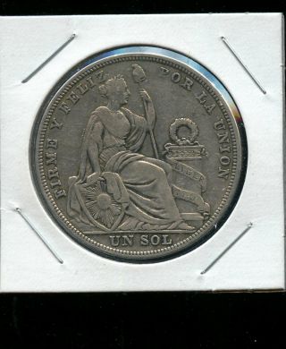 1926 Peru Un Sol Silver Coin Crown Size Cp790