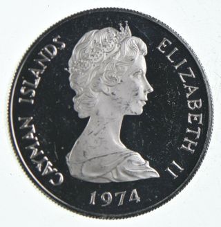 Silver - World Coin - 1974 Cayman Islands 2 Dollars - World Silver Coin 658