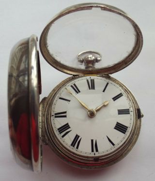 Rare Fine Silver Verge Fusee Pair Case Pocket Watch With Key