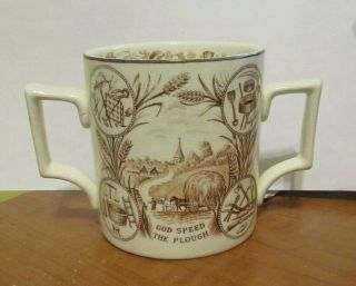A.  W.  Gale Bee Farmer Loving Cup Cider Mug Transferware England Poem Tools