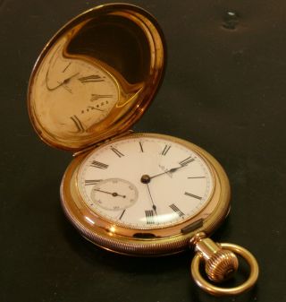 Waltham Solid 18ct Gold Full Hunter Pocket Watch Exc,
