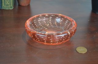 Whitefriars Art Glass Vintage Controlled Bubbles Red Pink Trinket Dish