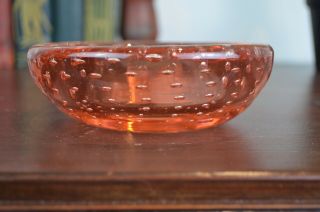 Whitefriars Art Glass Vintage Controlled Bubbles Red Pink Trinket Dish 2