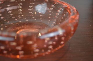 Whitefriars Art Glass Vintage Controlled Bubbles Red Pink Trinket Dish 3