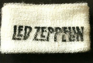Led Zeppelin - Old Og Vintage 1980`s Printed Sweatband/wristband White