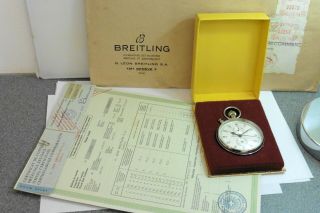1970 Large Breitling Chronometre Split Seconds Chronograph Pocket Watch