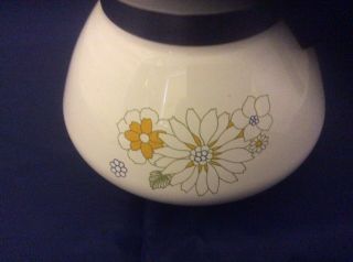 Vintage Corning Ware 6 Cup Stove Top Coffee Tea Pot Floral Bouquet Daisy