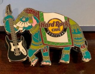 Hard Rock Cafe Barcelona Spain India Charity Elephant Guitar Pin Gm
