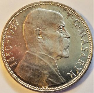 1937 Czechoslovakia 20 Korun Silver World Coin - Death Of President Masaryk - C