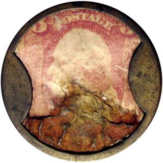 1862 Lowell Massachusetts Civil War Encased Postage Stamp Ayers Pills
