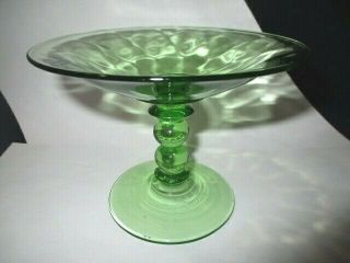 Hex Optic Green Depression Glass Cream Cheese Compote Candlewick Ball Stem