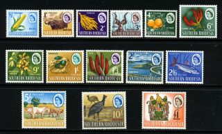 Southern Rhodesia Qe Ii 1964 The Complete Flora & Fauna Set Sg 92 To Sg 105 Mnh