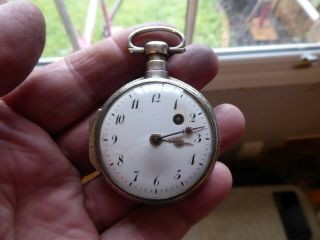 Square Pillar Antique Silver Fusee Verge Pocket Watch With A Key