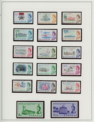 Bahamas 1965 Qeii Complete Set Of 15 Mnh,  Perfect,  On Page,  Sg 247 - 261