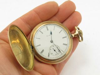 Vintage Antique Rolled Gold Full Hunter Elgin Pocket Watch