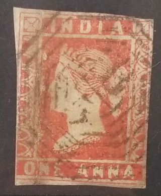 India Indian 1854 - 55 Qv Fu Abroad 1a B/5 Akyab Burma Scarce