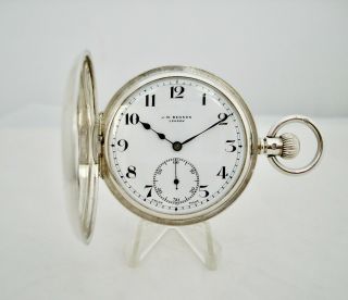 Solid Silver Antique Half Hunter J W Benson Pocket Watch Lon 1936 Cond