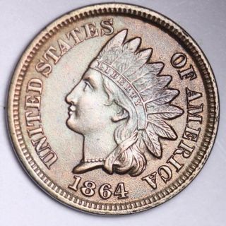 1864 Br Indian Head Small Cent Choice Au E114 Rhw