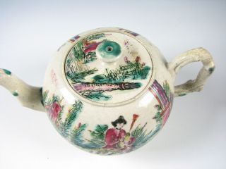 18th C.  English Salt Glaze Teapot with Enamel Decoration 2