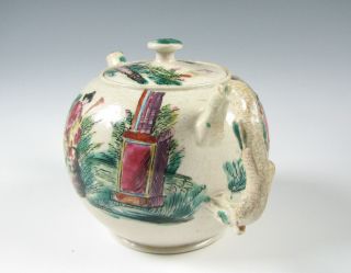 18th C.  English Salt Glaze Teapot with Enamel Decoration 3