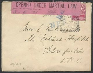 Boer War 1901 Mossel Bay Cover To Orc With Mpr Censors & Martial Law Tape