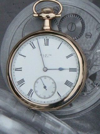 Elgin Art Deco H/w G.  P.  Pocket Watch Serviced Christmas Present C1920