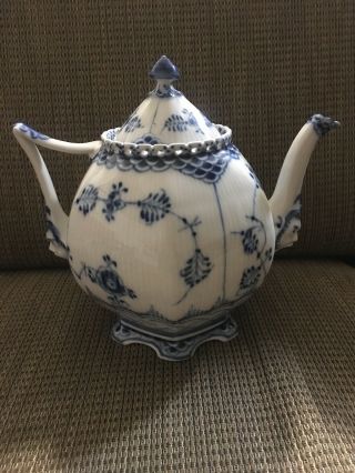 Royal Copenhagen Blue Fluted Full Lace Teapot 1119