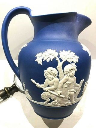 C.  1815 - 20 Rare Wedgwood Jasperware Blue " Bacchanalian Boys " Pitcher 7.  5 " Ht